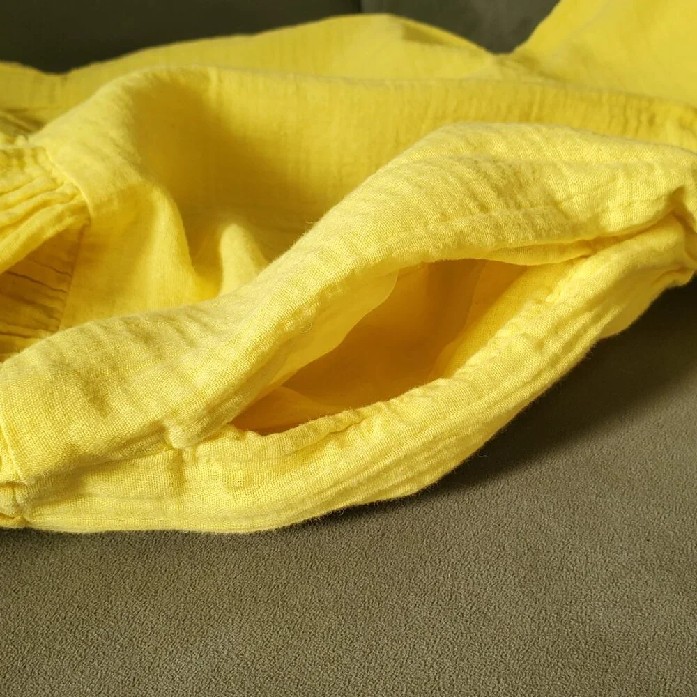 Brigth Yellow GAP crinkle gauze puff sleeved tiered mini dress size XS Festival - Picture 7 of 11